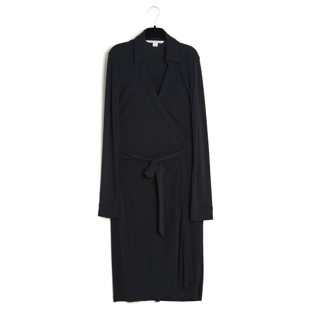 Diane Von Furstenberg Dress Women’s sz 4 Black Jeanne Long Sleeve Wrap Dress